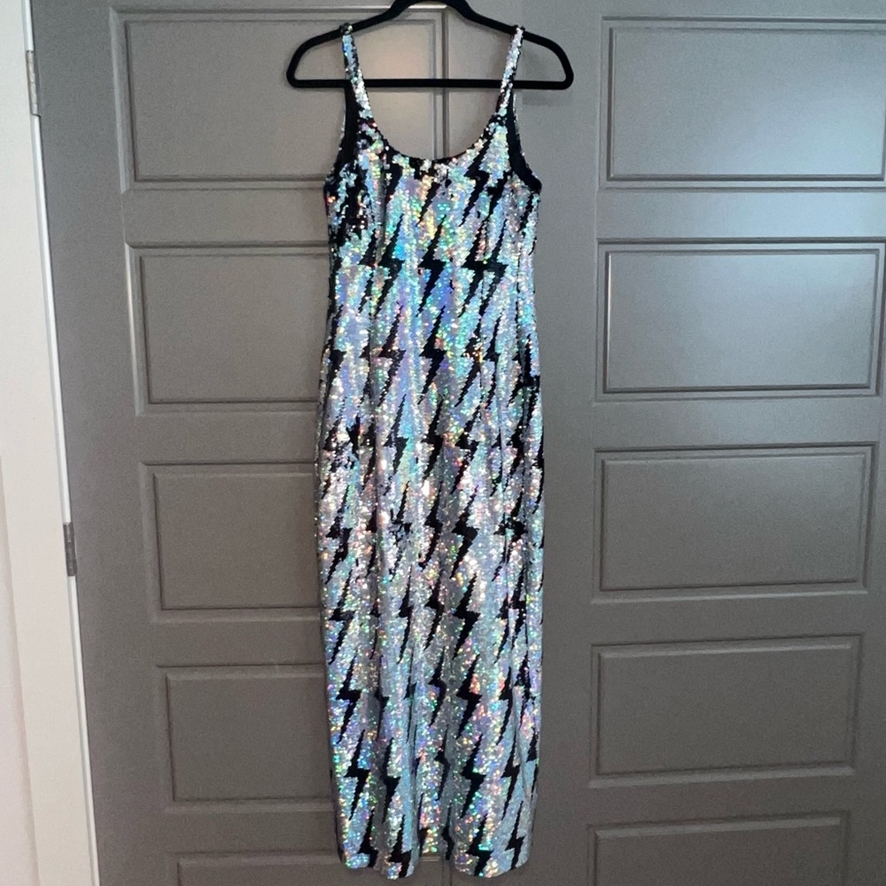 Any Old Iron Iridescent Sequin Lightning Bolt Gown - image 4